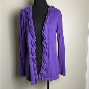 AGB Women's Purple Ruffled Cardigan